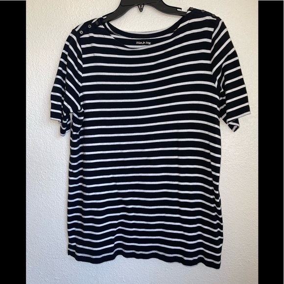 White Stag black with white strip shirt. GUC size 12-14 - Picture 2 of 3